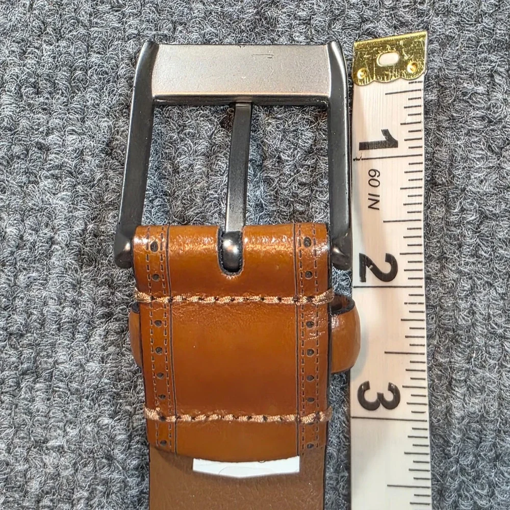 Size 42‎ Genuine Italian Leather Men's Dress Belt Brogue Wingtip Detail 48